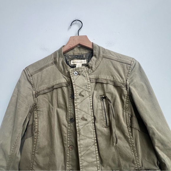 Anthropologie Marrakech Aylen Field Jacket Green Utility Medium Moto Military - Picture 6 of 15